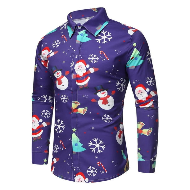 Fashion Men/'s Snowflakes Santa Candy Printed Christmas Party T Shirt Tops Blouse